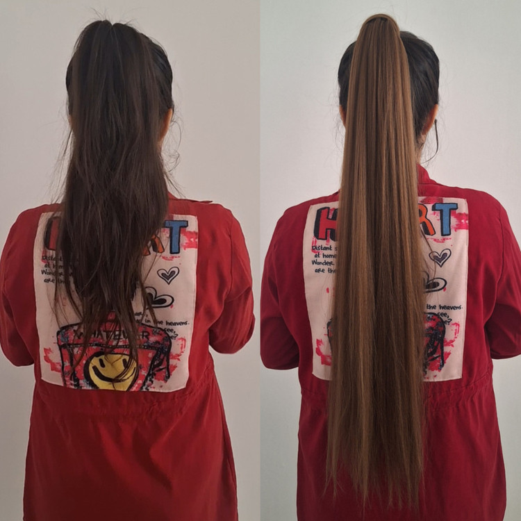 مو دم اسبی مشکی طبیعی قد80